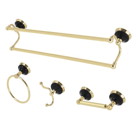 Kingston Brass BAK9113478PB Water Onyx 4-Piece Bathroom Accessory Set, Polished Brass BAK9113478PB